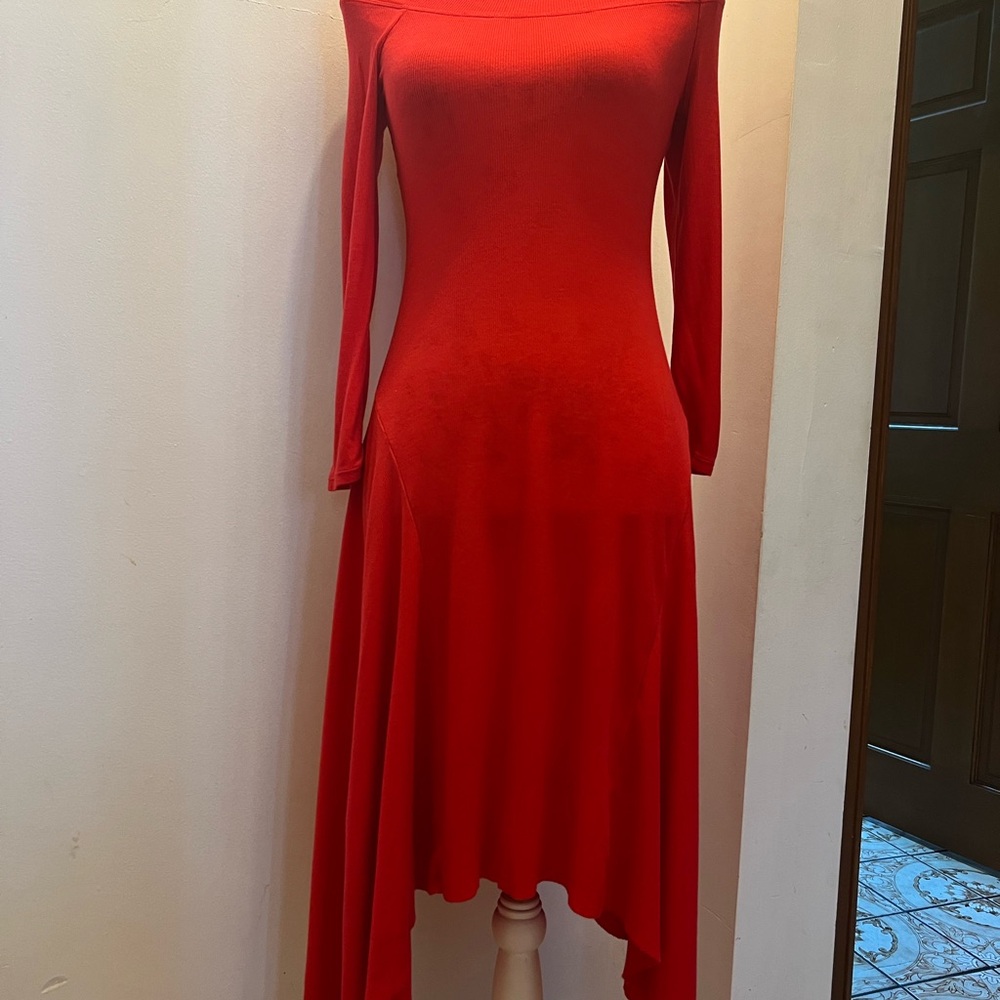 BCBGmaxazria red abstract design dress
